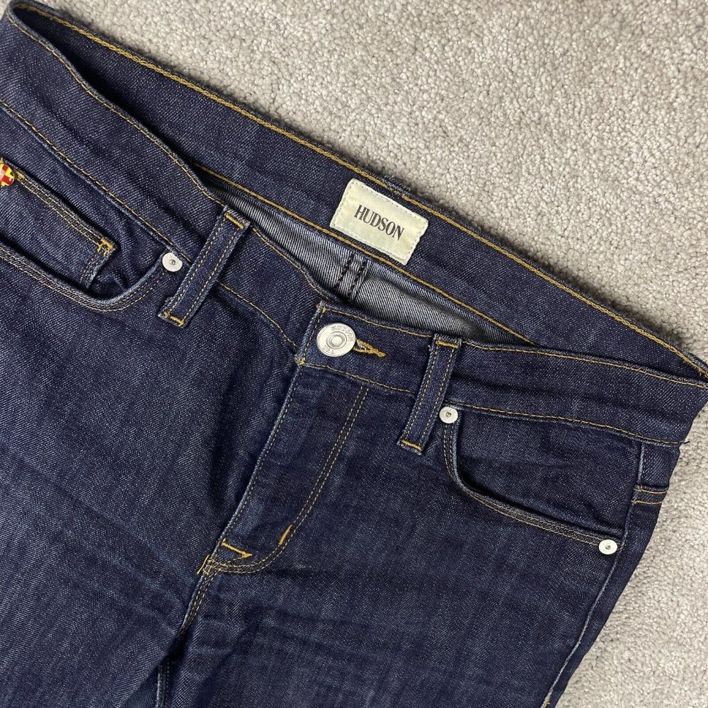 Hudson Mid Rise Nico Super Skinny Jeans Women's Size 27 (28x30) Dark Wash Denim